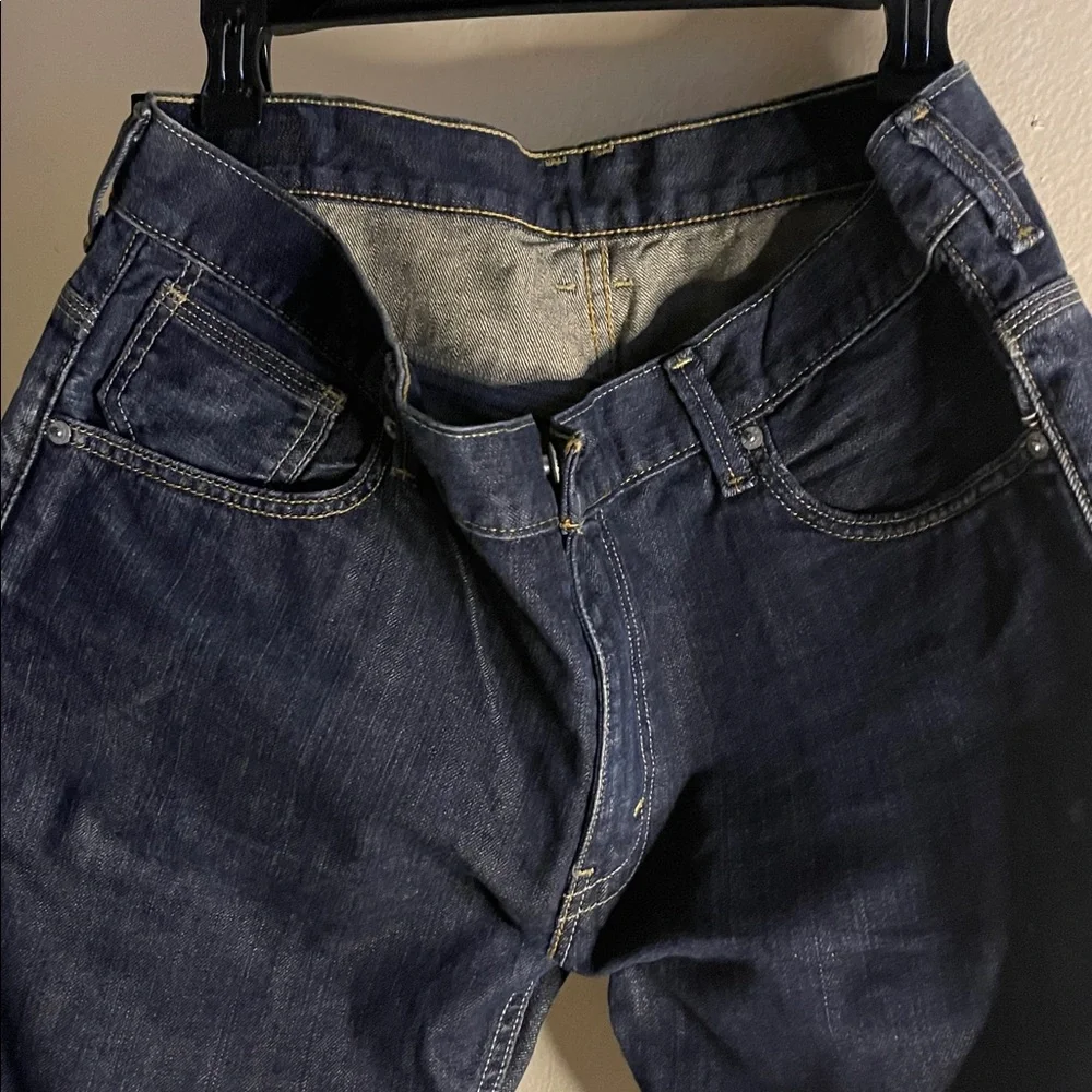 Levi's 514 Slim Straight Dark Wash Denim Snap Flap Double Pockets Size 36X32